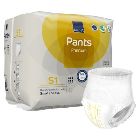 Abena North America Unisex Adult Absorbent Underwear Abena® Premium Pants S1 Pull On with Tear Away Seams Small Disposable Moderate Absorbency - Case of 96 - 1000021318-CS