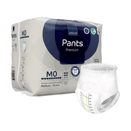 Abena North America Unisex Adult Absorbent Underwear Abena® Premium Pants M0 Pull On with Tear Away Seams Medium Disposable Moderate Absorbency - Case of 90 - 1000021320-CS