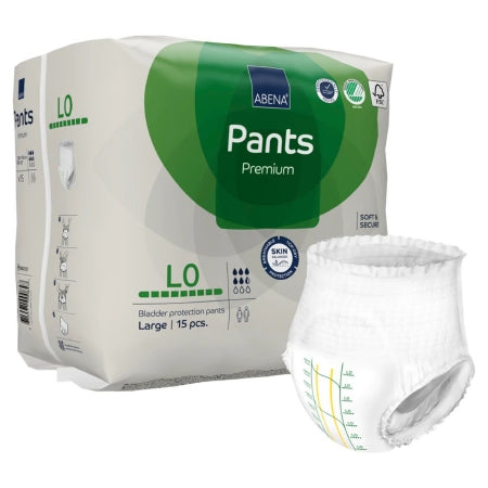 Abena North America Unisex Adult Absorbent Underwear Abena® Premium Pants L0 Pull On with Tear Away Seams Large Disposable Moderate Absorbency - Case of 90 - 1000021321-CS