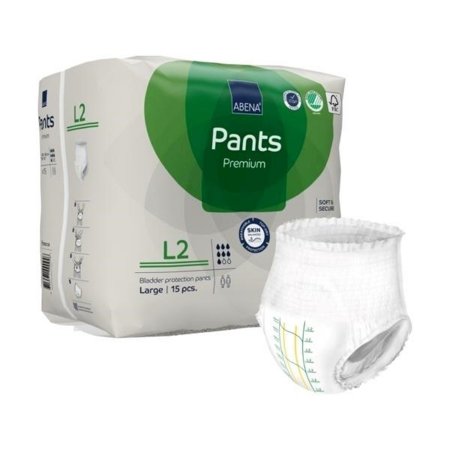 Abena North America Unisex Adult Absorbent Underwear Abena® Premium Pants L2 Pull On with Tear Away Seams Large Disposable Moderate Absorbency - Pack of 15 - 1000021326-PK