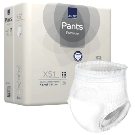 Abena North America Unisex Adult Absorbent Underwear Abena® Premium Pants XS1 Pull On with Tear Away Seams X-Small Disposable Moderate Absorbency - Case of 96 - 1999905354-CS