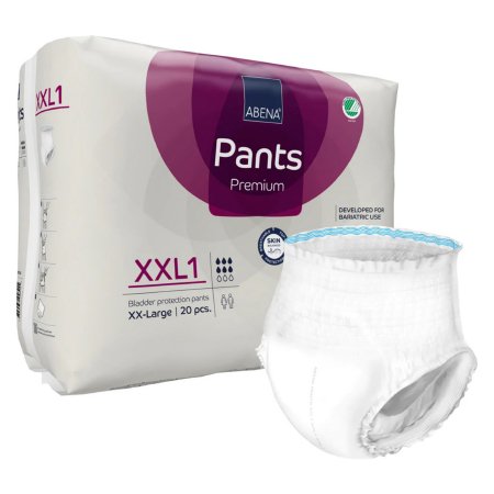Abena North America Unisex Adult Absorbent Underwear Abena® Premium Pants XXL1 Pull On with Tear Away Seams 2X-Large Disposable Moderate Absorbency - Pack of 20 - 1999905360-PK