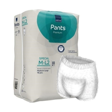 Abena North America Unisex Adult Absorbent Underwear Abena® Premium Pants Special M-L2 Pull On with Tear Away Seams Medium / Large Disposable Heavy Absorbency - Pack of 18 - 1999905376-PK
