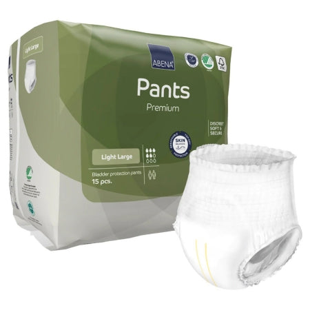 Abena North America Unisex Adult Absorbent Underwear Abena® Premium Pants Light Pull On with Tear Away Seams Large Disposable Moderate Absorbency - Case of 90 - 1000021332-CS