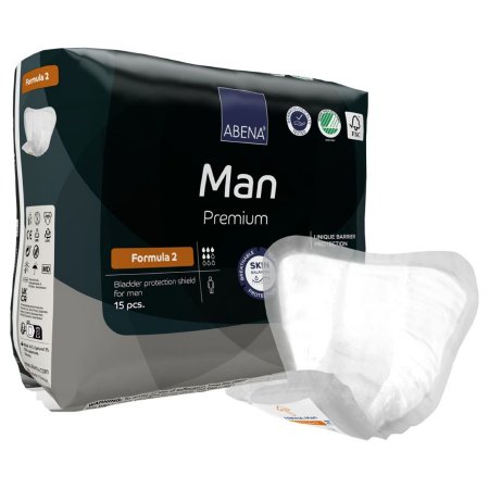 Abena North America Bladder Control Pad Abena® Premium Man 9 X 11.4 Inch Moderate Absorbency Fluff / Polymer Core Size 2 - Pack of 15 - 1000021336-PK