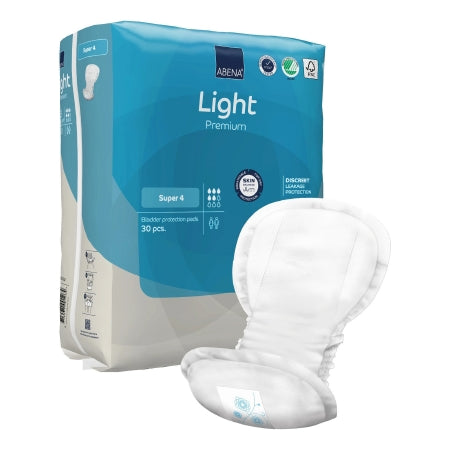 Abena North America Bladder Control Pad Abena® Premium Light Super 7.8 X 16.5 Inch Moderate Absorbency Fluff / Polymer Core Size 4 - Case of 270 - 1000021342-CS