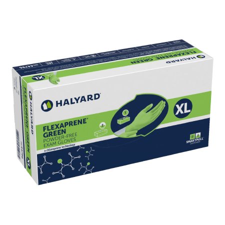 O&M Halyard Inc Exam Glove FLEXAPRENE* GREEN X-Large NonSterile Chloroprene Standard Cuff Length Textured Fingertips Green Not Rated - Case of 1800 - 44796-CS