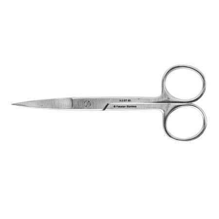 Miltex Instrument (Sterile Dis) Operating Scissors Miltex® 4-1/2 Inch Length Floor Grade Pakistan Stainless Steel Sterile Finger Ring Handle Straight Blade Sharp Tip / Sharp Tip - Box of 50 - 5-2-ST-50-BX