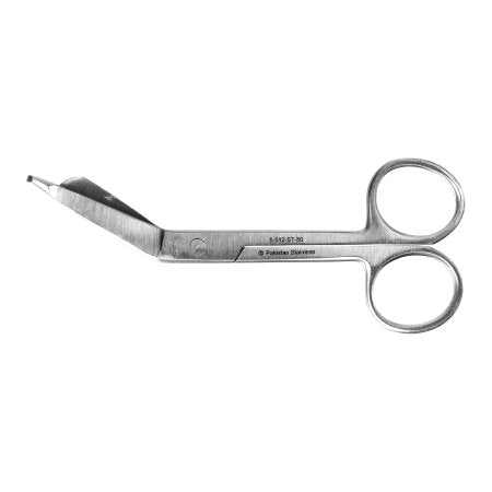 Miltex Instrument (Sterile Dis) Bandage Scissors Miltex® Lister 4-1/2 Inch Length Floor Grade Pakistan Stainless Steel Sterile FInger Ring Handle Angled Blade Blunt Tip / Blunt Tip - Box of 50 - 5-512-ST-50-BX