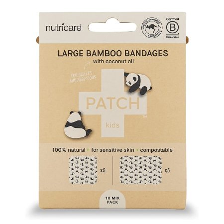 Nutricare USA LLC Adhesive Strip Patch™ Kids 2 X 3 Inch / 3 X 3 Inch Bamboo / Coconut Oil Rectangle / Square Kid Design (Panda) Sterile - Box of 5 - PATCOLFCT-BX