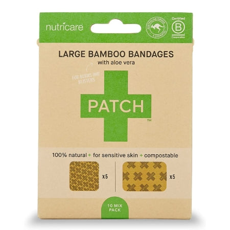 Nutricare USA LLC Adhesive Strip Patch™ 2 X 3 Inch / 3 X 3 Inch Bamboo / Aloe Vera Rectangle / Square Tan Sterile - Pack of 1 - PATALLFCT-PK
