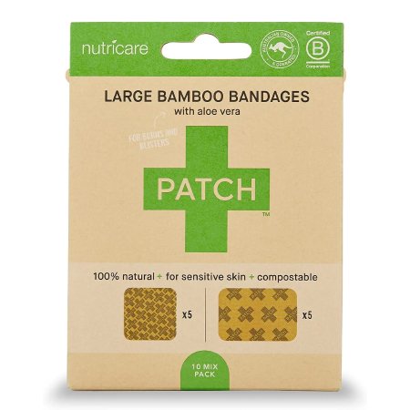 Nutricare USA LLC Adhesive Strip Patch™ 2 X 3 Inch / 3 X 3 Inch Bamboo / Aloe Vera Rectangle / Square Tan Sterile - Box of 5 - PATALLFCT-BX