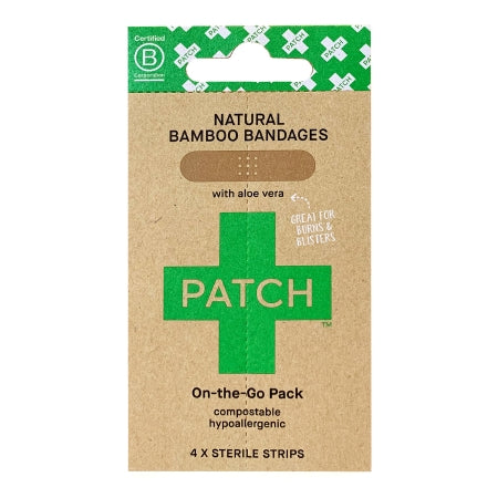 Nutricare USA LLC Adhesive Strip Patch™ On The Go Pack 3/4 X 3 Inch Bamboo / Aloe Vera Rectangle Tan Sterile - Case of 400 - PATALOTGCT-CS