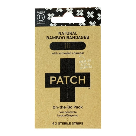 Nutricare USA LLC Adhesive Strip Patch™ On The Go Pack 3/4 X 3 Inch Bamboo / Activated Charcoal Rectangle Black Sterile - Case of 400 - PATACOTGCT-CS