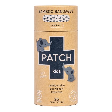 Nutricare USA LLC Adhesive Strip Patch™ Kids 3/4 X 3 Inch Bamboo Rectangle Kid Design (Elephant) Sterile - Box of 3 - PATELCT-BX