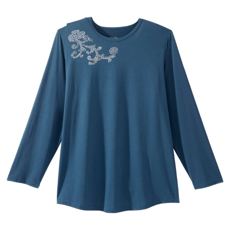 Silverts Adaptive LLC Adaptive Shirt Silverts® 3X-Large Navy Blue Without Pockets Long Sleeve Female - Each - SV196_SV2122_3XL-EA