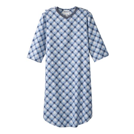 Silverts Adaptive LLC Patient Exam Gown Silverts® 2X-Large Diagonal Blue Plaid Reusable - Each - SV50120_DIOP_2XL-EA
