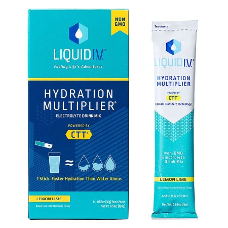 Emerson Healthcare Oral Electrolyte Solution Liquid I.V.® Hydration Multiplier® Lemon-Lime Flavor 0.56 oz. Electrolyte - Case of 100 - LVHS-0101-CS