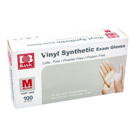 Concentric Health Alliance Exam Glove Basic® Medium NonSterile Vinyl Standard Cuff Length Smooth White Not Rated - Box of 1 - 09112876760-BX