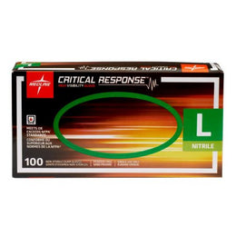 Medline Exam Glove Medline Critical Response Large NonSterile Nitrile Standard Cuff Length Fully Textured Orange Chemo Tested / Fentanyl Tested - Case of 1000 - CR911L-CS