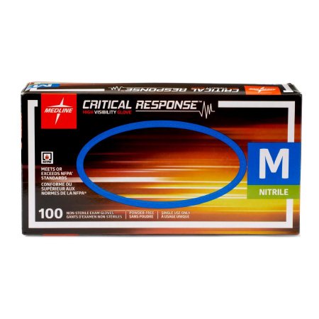 Medline Exam Glove Medline Critical Response Medium NonSterile Nitrile Standard Cuff Length Fully Textured Orange Chemo Tested / Fentanyl Tested - Case of 1000 - CR911M-CS