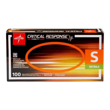 Medline Exam Glove Medline Critical Response Small NonSterile Nitrile Standard Cuff Length Fully Textured Orange Chemo Tested / Fentanyl Tested - Case of 1000 - CR911S-CS