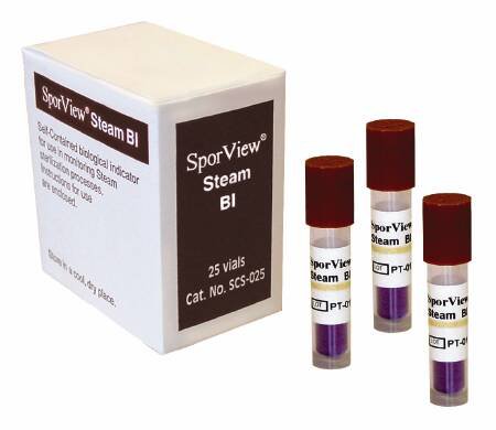 SPS Medical Supply SporView® Sterilization Biological Indicator Vial Steam - Box of 25 - SCS-025-BX