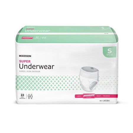 McKesson Unisex Adult Absorbent Underwear McKesson Pull On with Tear Away Seams Small Disposable Moderate Absorbency - Bag of 22 - UW33843-BG