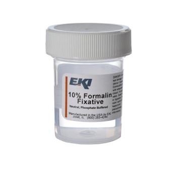 EK Industries Inc Prefilled Formalin Container 15 mL Fill in 30 mL (1 oz.) Screw Cap Warning Label / Patient Information NonSterile - Case of 100 - 4499-100X30ML-CS