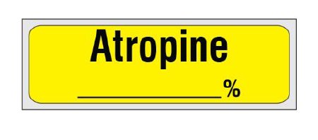Shamrock Scientific Drug Label Shamrock Anesthesia Label ATROPINE _____ % Yellow 1/2 X 500 Inch - Roll of 500 - SA-2-PRE-RL