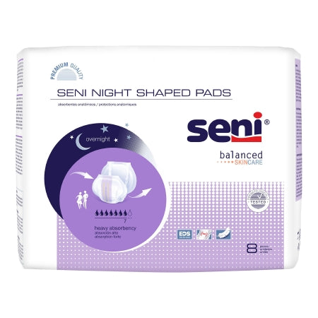 TZMO USA Inc Incontinence Liner Seni® Shaped Night Pads 27 Inch Length Heavy Absorbency Superabsorbant Core One Size Fits Most - Pack of 8 - S-PL08-PS1-PK