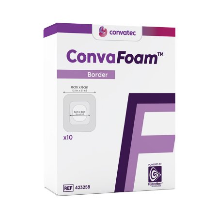 ConvaTec Foam Dressing ConvaFoam™ Border 3 X 3 Inch With Border Film Backing Silicone Adhesive Square Sterile - Box of 10 - 423258-BX