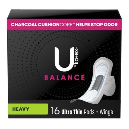 Kimberly Clark Feminine Pad U by Kotex® Balance Ultra Thin with Wings Heavy Absorbency - Case of 96 - 54899-CS