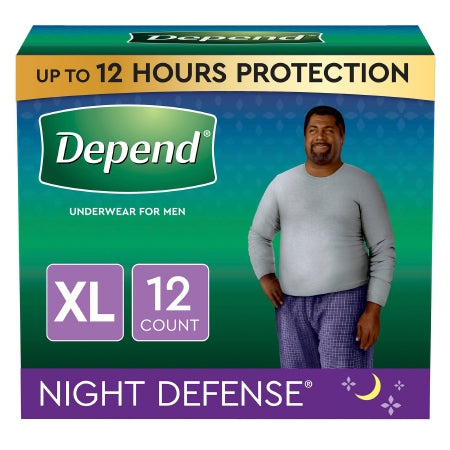 Kimberly Clark Male Adult Absorbent Underwear Depend® Night Defense® Pull On with Tear Away Seams X-Large Disposable Heavy Absorbency - Case of 48 - 55158-CS