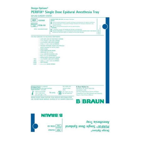 B. Braun Epidural Tray Design Options® PERIFIX® Single Shot - Case of 10 - 552062-CS