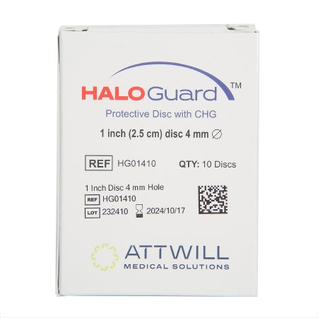 Attwill Medical Solutions Sterilflow, LP I.V. Dressing with CHG HaloGUARD™ Foam 1 Inch Disk with 4 mm Hole Sterile - Case of 400 - HG01410-CS