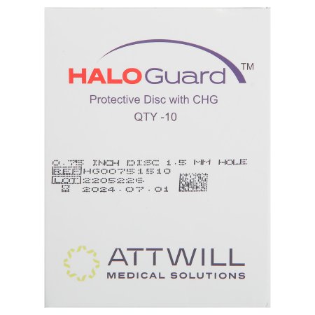 Attwill Medical Solutions Sterilflow, LP I.V. Dressing with CHG HaloGUARD™ Foam 3/4 Inch Disk with 1.5 mm Hole Sterile - Case of 400 - HG0075150-CS
