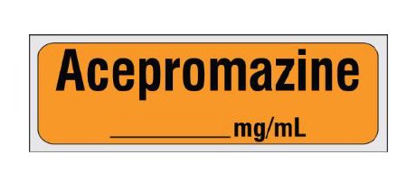 Shamrock Scientific Drug Label Shamrock Syringe Label Acepromazine / _____ mg/mL Orange 1/2 X 500 Inch - Roll of 1 - SAV-910-RL