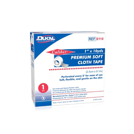 Dukal Medical Tape Caliber™ Premium Soft White 1 Inch X 10 Yard Soft Cloth NonSterile - Case of 50 - S110-CS