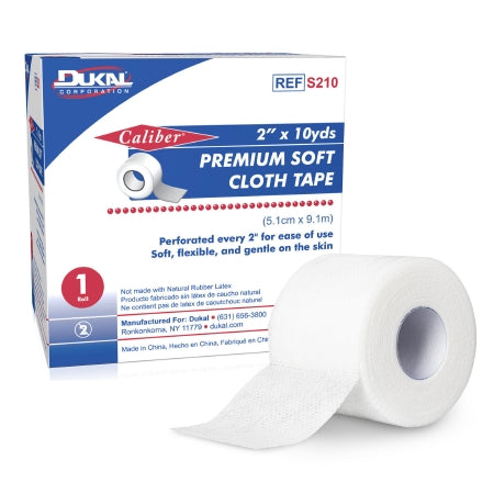 Dukal Medical Tape Caliber™ Premium Soft White 2 Inch X 10 Yard Soft Cloth NonSterile - Case of 50 - S210-CS