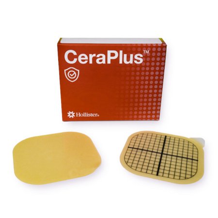 Hollister Ostomy Barrier CeraPlus™ Trim to Fit, Extended Wear Hydrocolloid Up to 3-1/2 Inch Opening 4 X 4 Inch - Box of 5 - 8900-BX