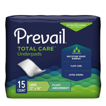 First Quality Disposable Underpad Prevail® Total Care™ 23 X 36 Inch Fluff Light Absorbency - Case of 120 - UP-120/1-CS