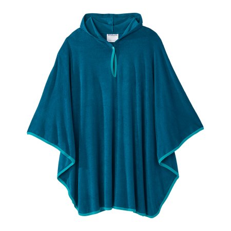 Silverts Adaptive LLC Shower Cape with Hood Silverts® Caribbean Blue One Size Fits Most Front Opening Snap Closure Unisex - Each - SV30200_CAR_OS-EA