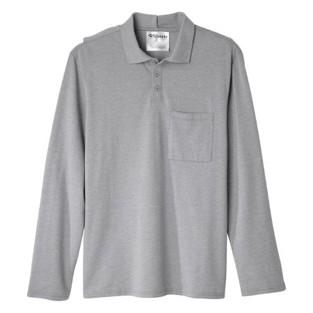 Silverts Adaptive LLC Adaptive Polo Shirt Silverts® 2X-Large Heather Gray 1 Pocket Long Sleeve Male - Each - SV50780_HGRY_2XL-EA