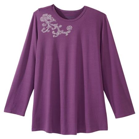 Silverts Adaptive LLC Adaptive Shirt Silverts® 3X-Large Eggplant Without Pockets Long Sleeve Female - Each - SV196_SV37_3XL-EA