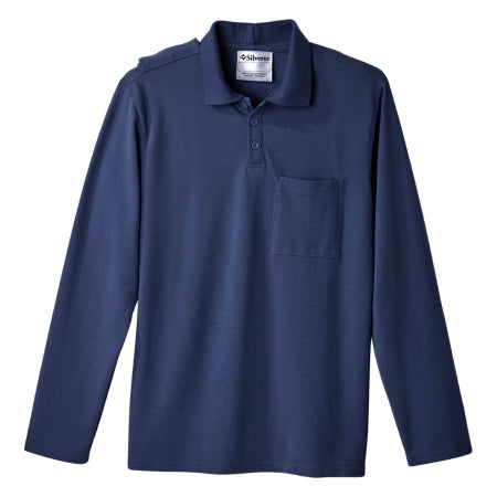 Silverts Adaptive LLC Adaptive Polo Shirt Silverts® X-Large Dark Navy 1 Pocket Long Sleeve Male - Each - SV50780_DNVY_XL-EA