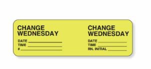 Precision Dynamics Pre-Printed Label pdc Advisory Label Yellow Permanent Paper Change Wednesday Date_Time_Int_ Black Quality Control 7/8 X 7/8 Inch - Roll of 1000 - 59704490-RL