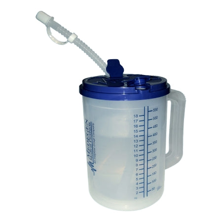 Medegen Medical Products LLC Drinking Mug 22 oz. Clear Cup / Blue Lid Plastic Reusable - Case of 60 - H204-01-CS