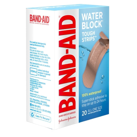 J & J Sales Adhesive Strip Band-Aid® Water Block® Tough Strips™ 1-3/4 X 4 Inch Plastic Rectangle Tan Sterile - Box of 20 - 38137004833-BX