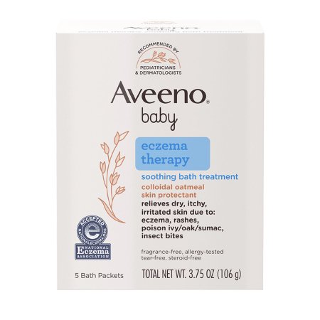 J & J Sales Bath Additive Aveeno® Baby Eczema Therapy 3.75 oz. Individual Packet Unscented Powder - Box of 5 - 38137003662-BX